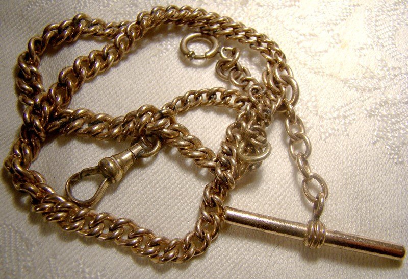 Victorian Double Albert Rose Gold Filled Man's Graduated Watch Chain