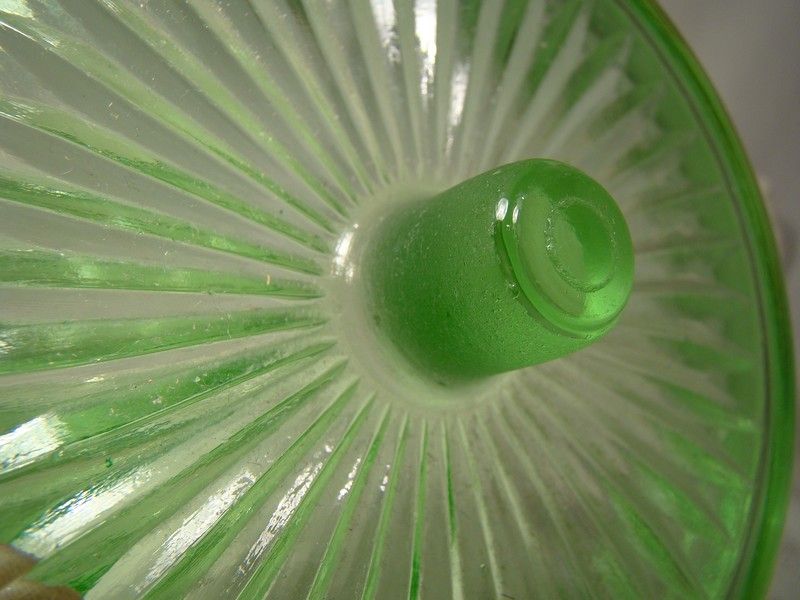 Hazel-Atlas Green Depression Glass Refrigerator Storage Jar with Lid