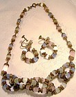 Feldspar Necklace and Earrings Set 1930s - Pastel Colours