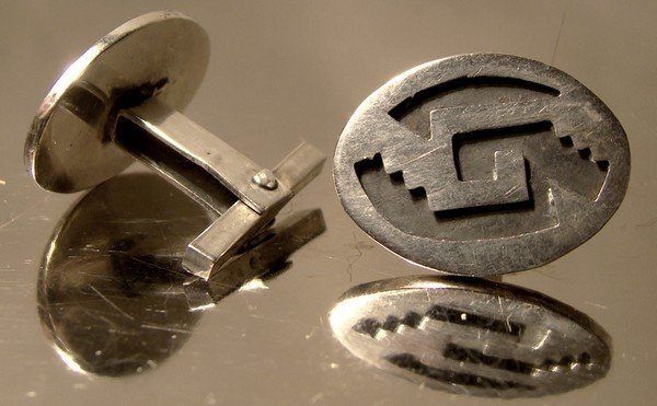 Sterling Silver Mexican Cutout Cufflinks 1960s