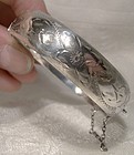 Hand Engraved Smibo Sterling Silver Child's Hinged Bangle Bracelet