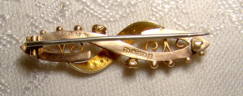 Edwardian 9K Rose Gold Almandine Garnets &amp; Pearls Bar Tie Cravat Pin