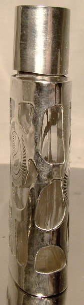 Mexican Sterling Silver Overlay Perfume Bottle 1950s-60s
