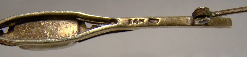 Edwardian 14K Yellow Gold Onyx &amp; Pearl Bar Pin Brooch 1910 Tie