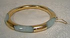 14K Jadite Jadeite Bangle Bracelet 1930s Vintage Natural Jade