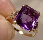 14K Synthetic Alexandrite Ring 1930s - Size 5-1/2