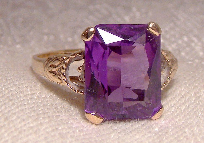 14K Synthetic Alexandrite Ring 1930s - Size 5-1/2