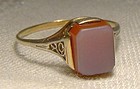 Art Deco 14K Yellow Gold Sardonyx Ring 1920s 14 K Size 8-1/2