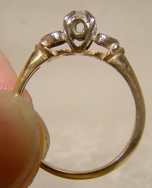 10K 14K Diamond Wedding Band Matching Engagement Ring Set Hearts 1940s