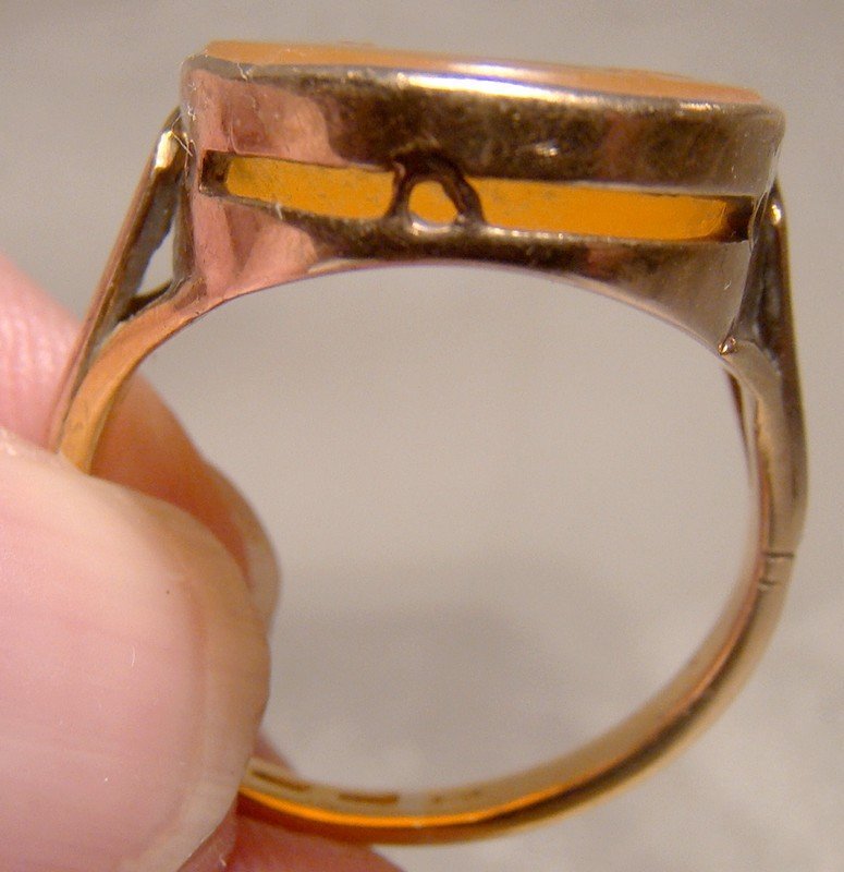 Victorian 18K Socrates Carnelian Intaglio Signet Ring Rose Gold