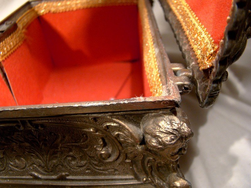 Renaissance Style Cast Brass Jewel Chest Box Casket 1960s