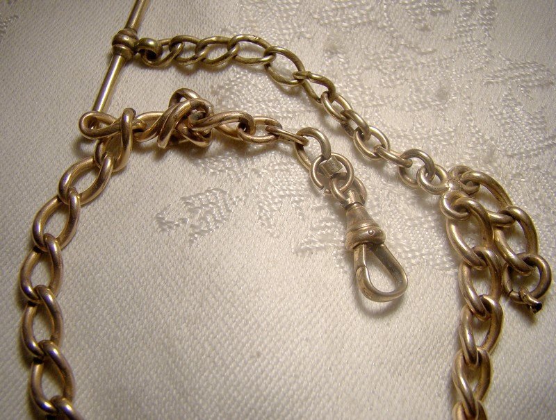 Victorian Gold Filled Curb Link Gentleman's Watch Fob Chain Necklace