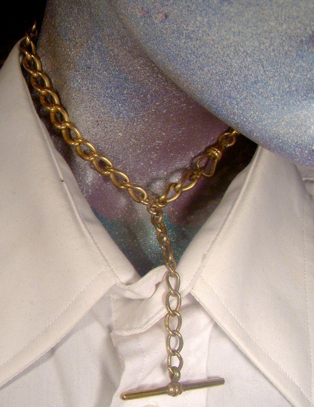 Victorian Gold Filled Curb Link Gentleman's Watch Fob Chain Necklace