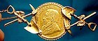 1894 South Africa 1/2 Kruger Pond 22K Gold Coin Mining Brooch Pin