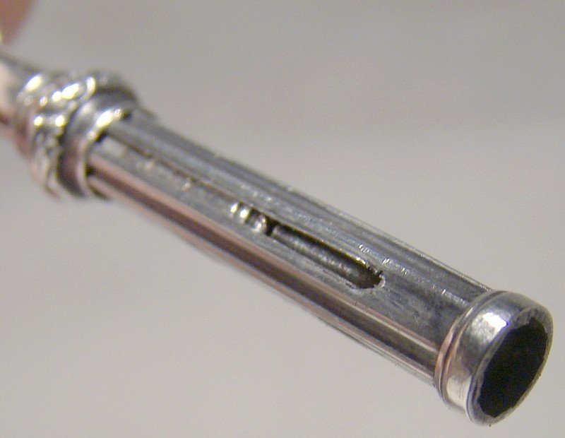 Sterling Propelling Extending Pencil with Garnet Top 1900 - Chatelaine