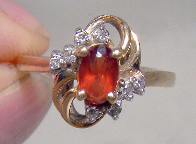 10K Garnet and 8 Diamonds Ring 1960s Abstract Cluster Size 6-1/2 6.5