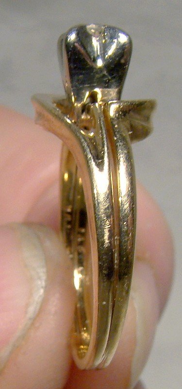 14K Custom Made Diamond Ring 1960s 1970s - Size 5-3/4