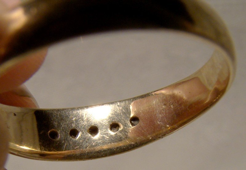 Man's 14K Five Diamonds Row Wedding Band Ring 1960s - Size 13-1/4