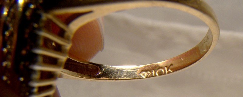 10K Ruby and Diamonds Swirl Statement Ring 1970s - Size 7