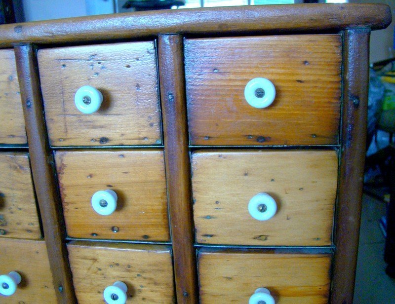 Antique Pine Store Spice Cabinet 40 Drawer 19th Century Refinished