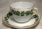 Meissen Full Green Vine Demitasse Cup & Saucer - Scalloped with Gold
