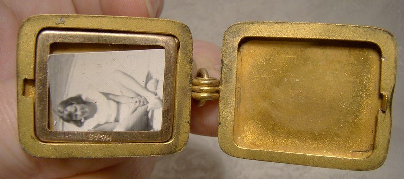 Victorian Masonic Gold Filled Rectangular Photo Locket Watch Fob 1900