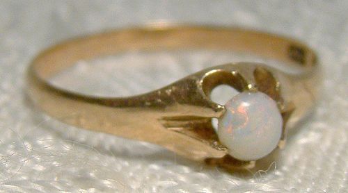 10K Rose Gold Opal Ring  1880 1900 - Victorian Size 7-3/4