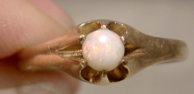 10K Rose Gold Opal Ring  1880 1900 - Victorian Size 7-3/4