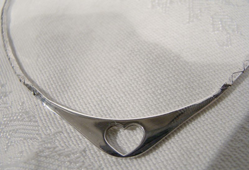 Italian Sterling Cutout Open Heart Necklace - Rigon Ottorino Vincenza