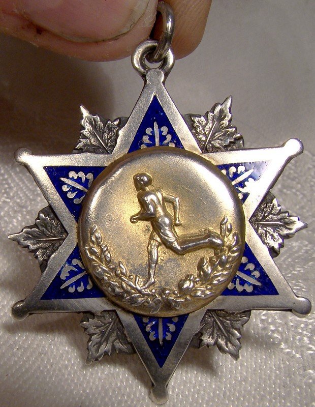 Sterling Silver Enamel ST M.C.I. Sports Award Fob Pendant 1915 Ryrie