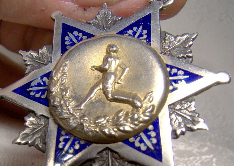 Sterling Silver Enamel ST M.C.I. Sports Award Fob Pendant 1915 Ryrie
