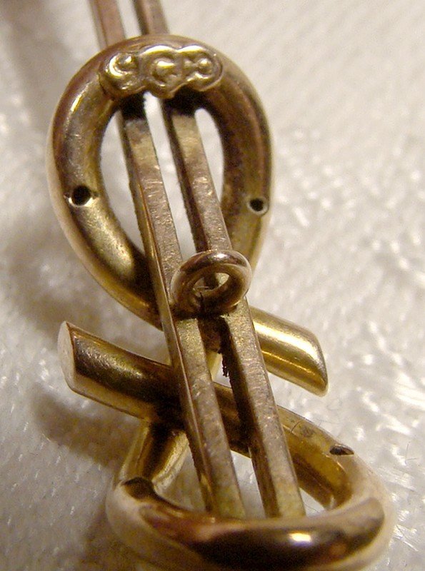 9K Rose Gold Edwardian Collar Brooch Love Knot 1890 1900