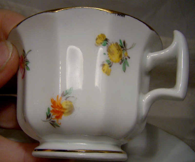 Meissen Scattered Flowers Demitasse Cup and Saucer 1920s