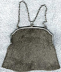 Edwardian Sterling Silver Mesh Purse Handbag 1900 1910 Antique Chain