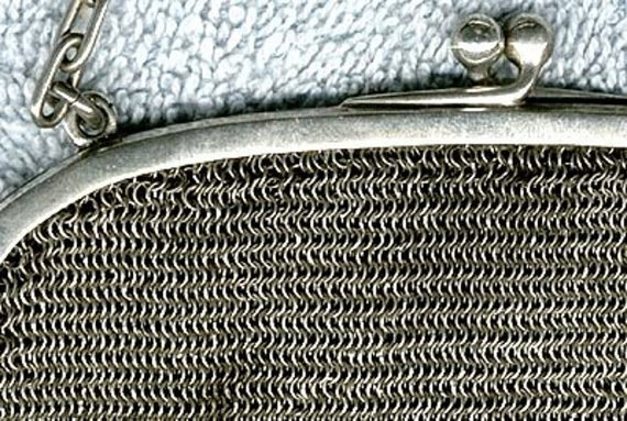 Edwardian Sterling Silver Mesh Purse Handbag 1900 1910 Antique Chain