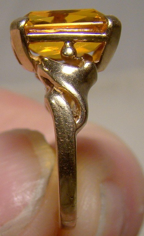 10K Golden Sapphire Ring 1940s 3.75 Carat Size 4-1/2