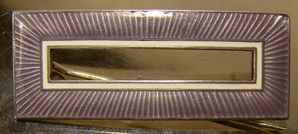 Clement Berg Norway Sterling Silver Purple White Enamel Rectangle Pin