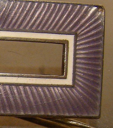 Clement Berg Norway Sterling Silver Purple White Enamel Rectangle Pin