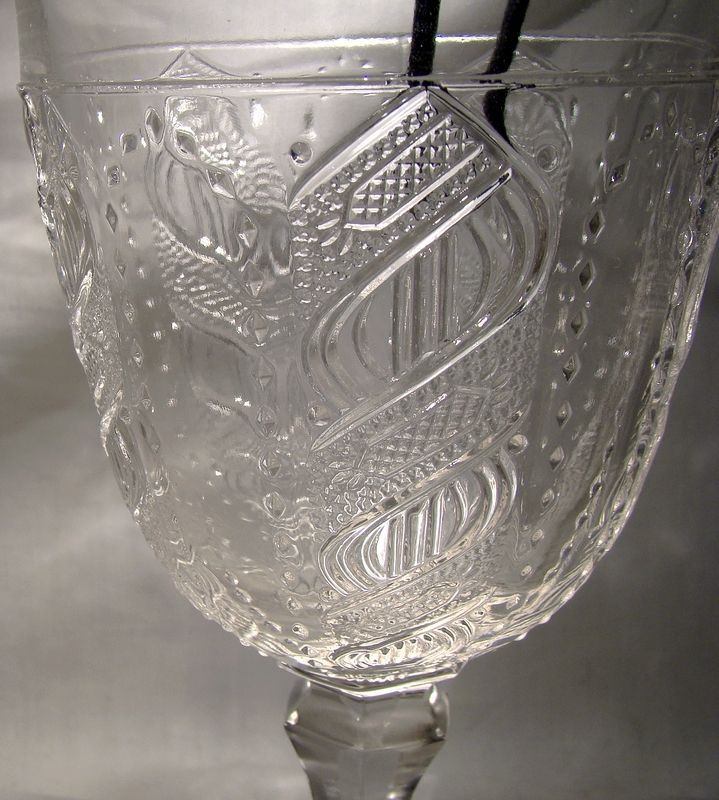 Colossus or Lacy Spiral Burlington Glass Clear EAPG Goblet 1880s