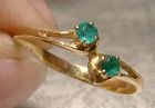 18K Double Emerald Modernist Ring 1960s - Size 6-1/4 6.25