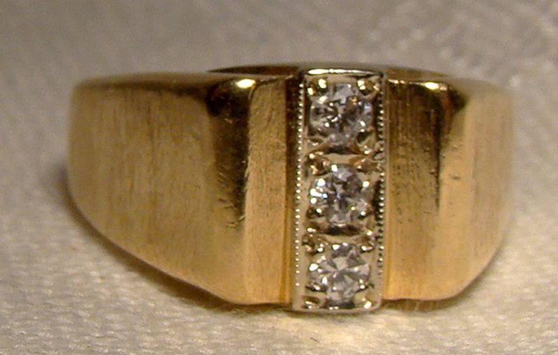 14k 3 Diamonds Ring Orange Blossom Size 7 1970s