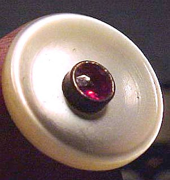 Edwardian 15K Mother of Pearl Rubies BUTTON SET in BOX 1900