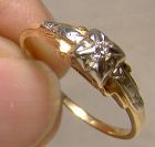 1930s Retro 14K Diamond Ring - Size 6-3/4