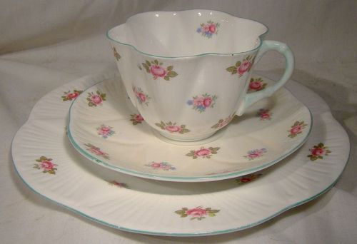 Shelley Rosebud 13426 Trio - Cup, Saucer, Salad Plate