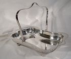 English Silver Plated Swing Handle Bread or Fruit Basket with Cutout