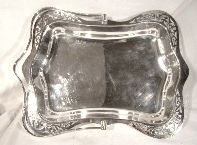 English Silver Plated Swing Handle Bread or Fruit Basket with Cutout