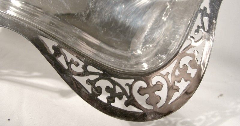 English Silver Plated Swing Handle Bread or Fruit Basket with Cutout