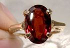 10K Oval Garnet Ring 1960s - Size 5-1/4