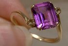 10K Purple Sapphire Rng with White Sapphires 1950s - Size 7