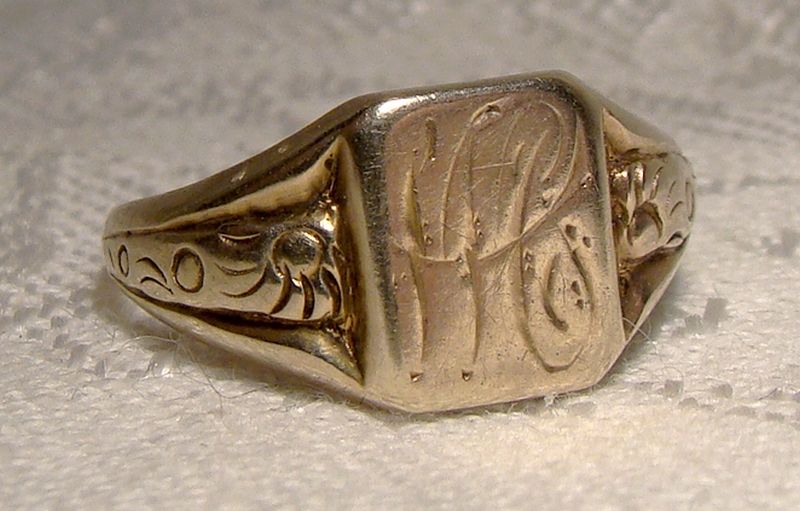 10K MC or WC Signet Ring 1920s 1930s - Size 6-1/2